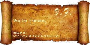 Verle Ferenc névjegykártya
